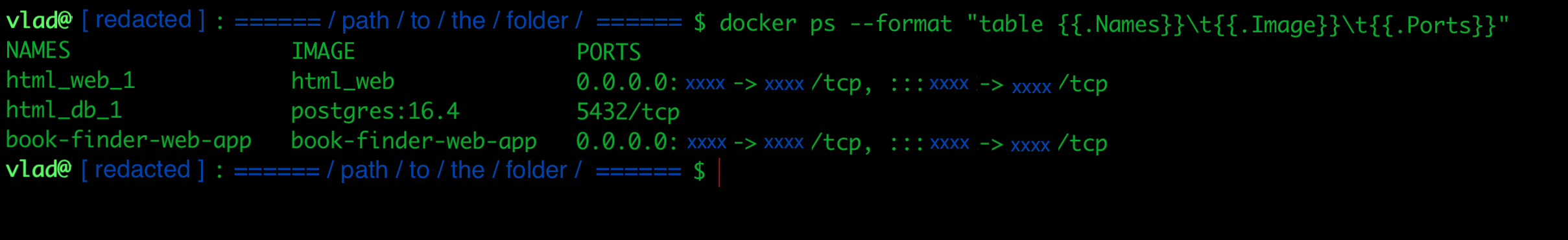 Docker PS Command Output